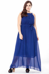 Summer hot spring bohemian beach holiday skirt plus size women's chiffon dress large size Sai Feel